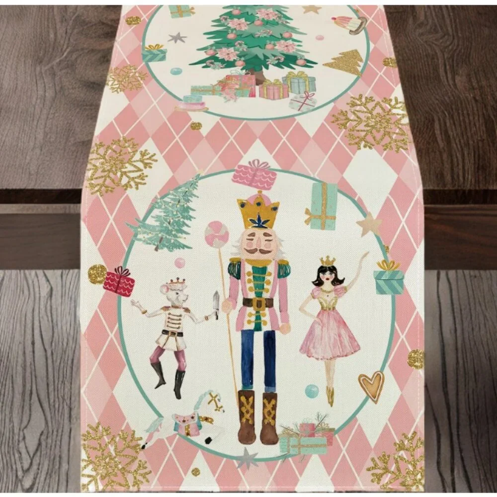 Nutcracker Table Runner Christmas Decor Holiday Xmas Decoration Decorative Cloth